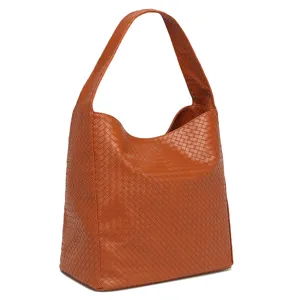 Brown Woven Shoulder Bag Large Capacity Hobo Handbag for Women Daily Commute Stylish