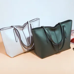 Large capacity casual leather tote bag shoulder bag for women daily commuting travel main view
