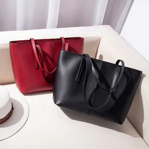 Casual travel tote bag large capacity PU leather shoulder bag for commuter daily use main