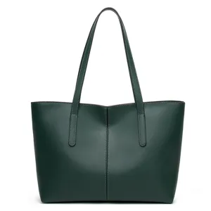 Dark green tote bag for women, large capacity minimalist shoulder bag casual travel handbag.