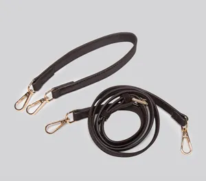 Braunes Leder Ersatz-Taschenriemen-Set mit goldener Hardware für Umhängetaschen.