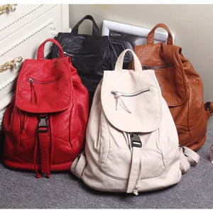 Women soft leather backpack multi-color casual travel school daypack rucksack handbag