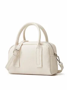 Elegante weiße Boston Handtasche für Damen, vielseitige Umhängetasche und Schultertasche.