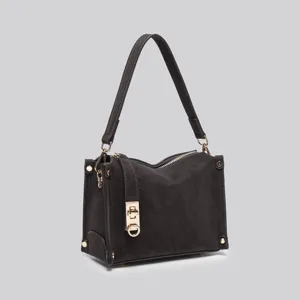 Klassische weiche Ledertasche mit mattem Finish, groBe Pendlerhandtasche fur Damen.