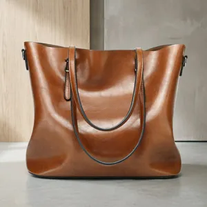 Women Large Capacity Tote Bag PU Leather Casual Commuting Shoulder Handbag Solid Color Minimalist Daily Bag