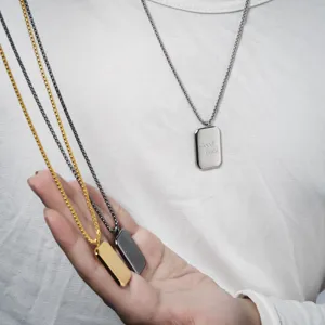 Herren Damen Titanstahl rechteckige Anhänger Halskette minimalistischer Schmuck Alltag