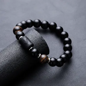 Zodiac bead bracelet for men and women, stylish gemstone and metal charm jewelry accessory.
