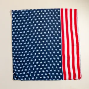 USA American flag print square scarf fashion chiffon neckerchief versatile accessory