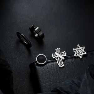 Titanstahl Punk Gothic Stil Herren Damen Ohrringe Set Trend Hip Hop Schmuck Ohrstecker