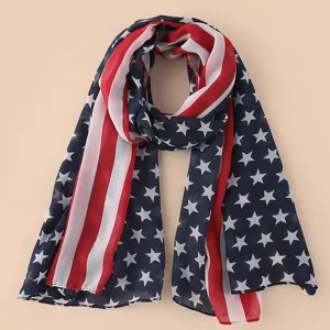 American flag scarf chiffon star striped fashion versatile lightweight neckerchief stylish