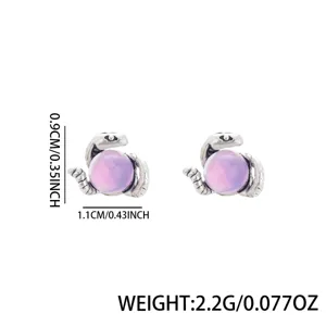 Silver snake stud earrings with purple stone, unique design, lightweight and stylish daily wear.