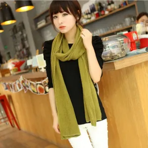 Women autumn winter solid color imitation cashmere knitted scarf shawl accessory detail