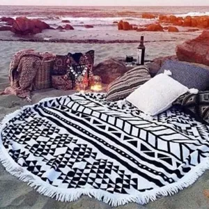 Ronde Strandlaken Katoen Boho Mandala Geometrisch Strandmat Yoga Dekentje Kwastjes Franje Strandlaken Voor Vrouwen