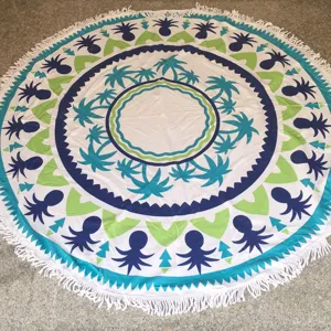 Runde Strandlaken Tropische Palmboom Print Ronde Deken Wandkleed met Franjes Yoga Mat Strand