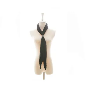 Black pleated neckerchief vintage style scarf with metal buckle detail elegant accessory for women