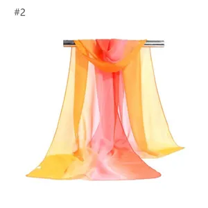 Gradient chiffon scarf for women, lightweight summer sun protection neck scarf fashion.