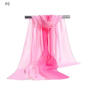 Summer women gradient chiffon silk scarf, lightweight breathable sun protection scarf detail view.