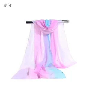 Gradient chiffon scarf for women, lightweight summer sun shawl, elegant spring neck accessory.