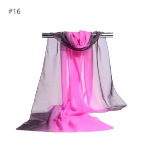 Gradient chiffon scarf detail view, soft and breathable fabric, perfect for summer sun protection.