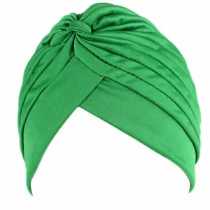 Green pleated turban detail, stereoscopic cross design, soft and comfortable fabric.
