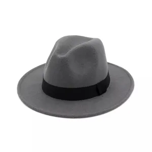 Classic grey wool felt fedora hat for men with black band stylish vintage jazz cap detail