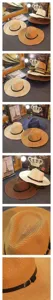 Men straw hat summer sun protection beach wide brim fedora cap stylish braided design with black belt