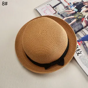 Women's Wide Brim Straw Hat Summer Sun Protection Bowknot Dome Hat Detail View