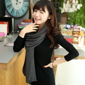 Women winter solid color imitation cashmere scarf, soft warm knit neck wrap detail view.
