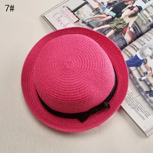 Korean style wide brim straw hat women summer sun protection dome fashion ribbon hat