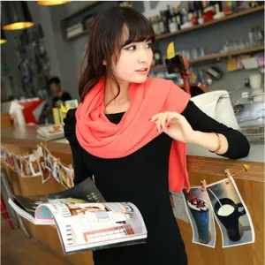 Elegant women solid color imitation cashmere scarf, soft autumn winter warm shawl detail.