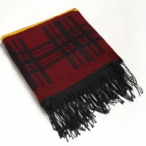 Thickened winter plaid tassel scarf cozy warmth shawl cape versatile women fashion accessory