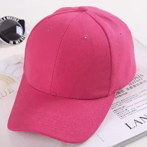 Casquette de baseball rose unie pour femme, visière incurvée classique, chapeau de soleil.