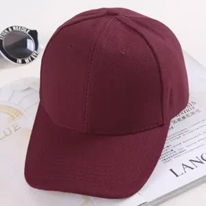 Casquette de baseball bourgogne détail, coton uni visière courbée chapeau de soleil décontracté