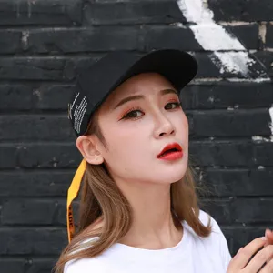 Unisex Korean Style Baseball Cap Outdoor Casual Adjustable Street Hip Hop Hat With Long Strap Letter Print Fashion Sun Hat