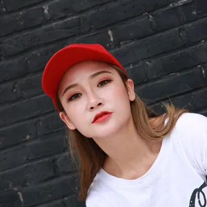 Red baseball cap detail view, classic casual sun hat for daily wear and outdoor styling.