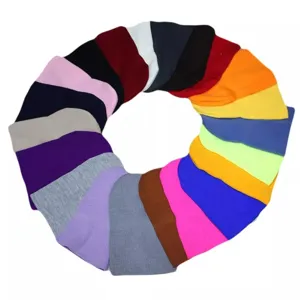 Bonnet en Maille Couleur Unie Style Coréen Minimaliste Unisex Hiver Chaud Coupe-vent Imprimé Beanie Uni Sans Bord Quotidien Chaleur