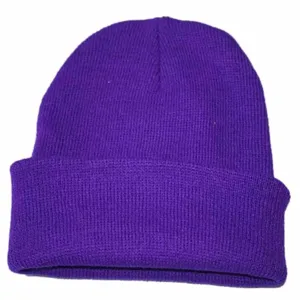Bonnet en tricot violet pour hommes et femmes, bonnet d'hiver chaud de couleur unie.