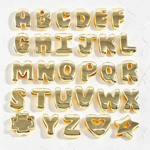 Pendentifs charms lettres alphabet 3D dorés accessoires de bijouterie DIY pour bracelets