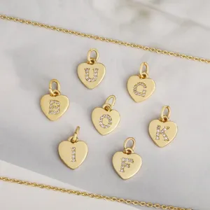Gold-plated rhinestone alphabet heart pendant DIY necklace bracelet jewelry accessory
