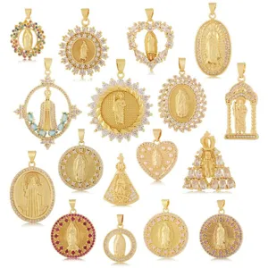 Vintage Cuivre Plaqué Or Portrait Gaufré Rond Pendentif Collier Pour Femmes Hommes À La Mode Strass Cœur Médaillon DIY Collier Bijoux Cadeau