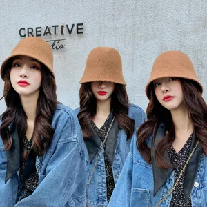 Korean Style Acrylic Knit Hat For Women Sweet Warm Winter Beanie Solid Color Slouchy Skull Cap Versatile Soft Daily Headwear