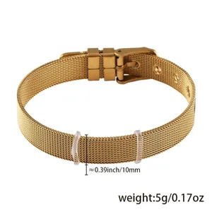Bracelet de montre en maille d'acier inoxydable dore avec boucle ardillon largeur 10mm