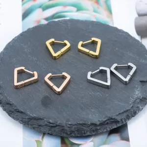 Pendientes de Aro Geométricos de Acero Inoxidable Minimalistas Pendientes Huggie Polígono Lisos Vintage para Hombres Mujeres Joyería de Fiesta Casual