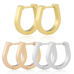 Pendientes de aro minimalistas de acero inoxidable en forma de U elegantes.