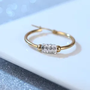 Pendientes de Aro de Acero Inoxidable con Strass para Mujer Chapado en Oro 18K Redondos Geométricos Joyería de Fiesta