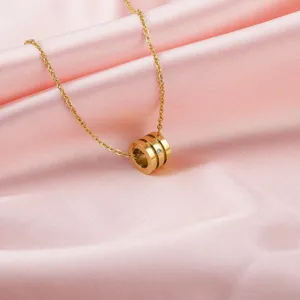 Simple Stainless Steel Small Waist Pendant Necklace For Women Korean Style Rose Gold Rhinestone Inlaid Fashion Jewelry Gift