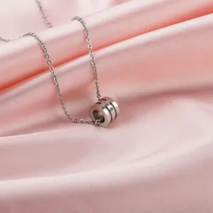 Elegant titanium steel small waist pendant necklace with micro-inlaid diamond for women fashion.