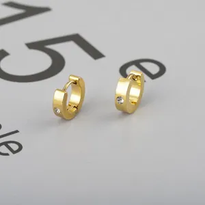 Titanium Steel Gold Plated Rhinestone Hoop Earrings For Women Minimalist Fashion Geometric Huggie Earrings Jewelry Accessory