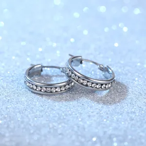 Aretes de aro de acero inoxidable para hombres y mujeres circonitas brillantes principal
