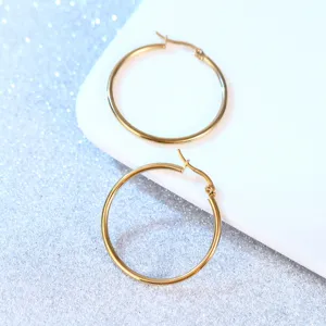 Unisex Edelstahl Große Kreolen Geometrische Mode Gold Runde Kreis Ohrringe Modischer Schmuck Für Damen Herren Täglicher Gebrauch